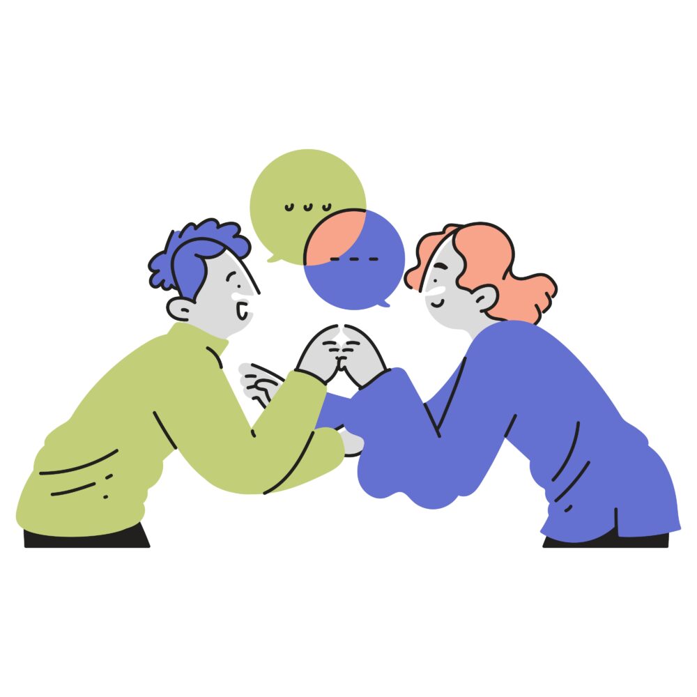 会話をするカップル